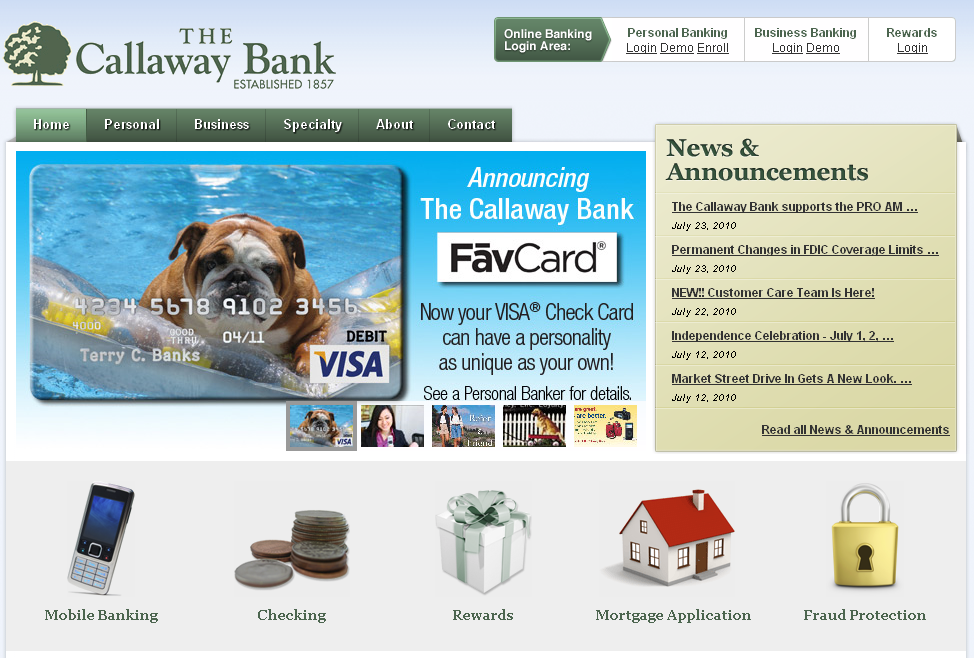 The Callaway Bank Tweaks site, Adds Features Elevato